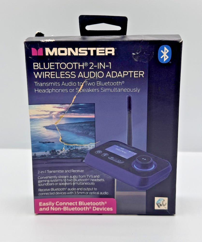Monster Bluetooth Transmitter & Receiver, 2-in-1 Bluetooth Audio Adapter, Stream