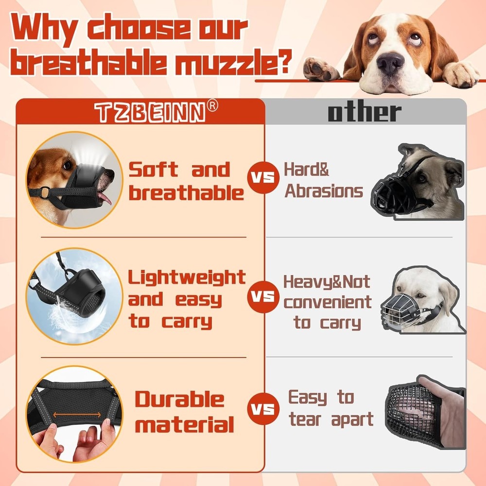 Dog Muzzle, Soft No Barking Bite Mesh Muzzles For Large Sized Dogs Anti Chewing,
