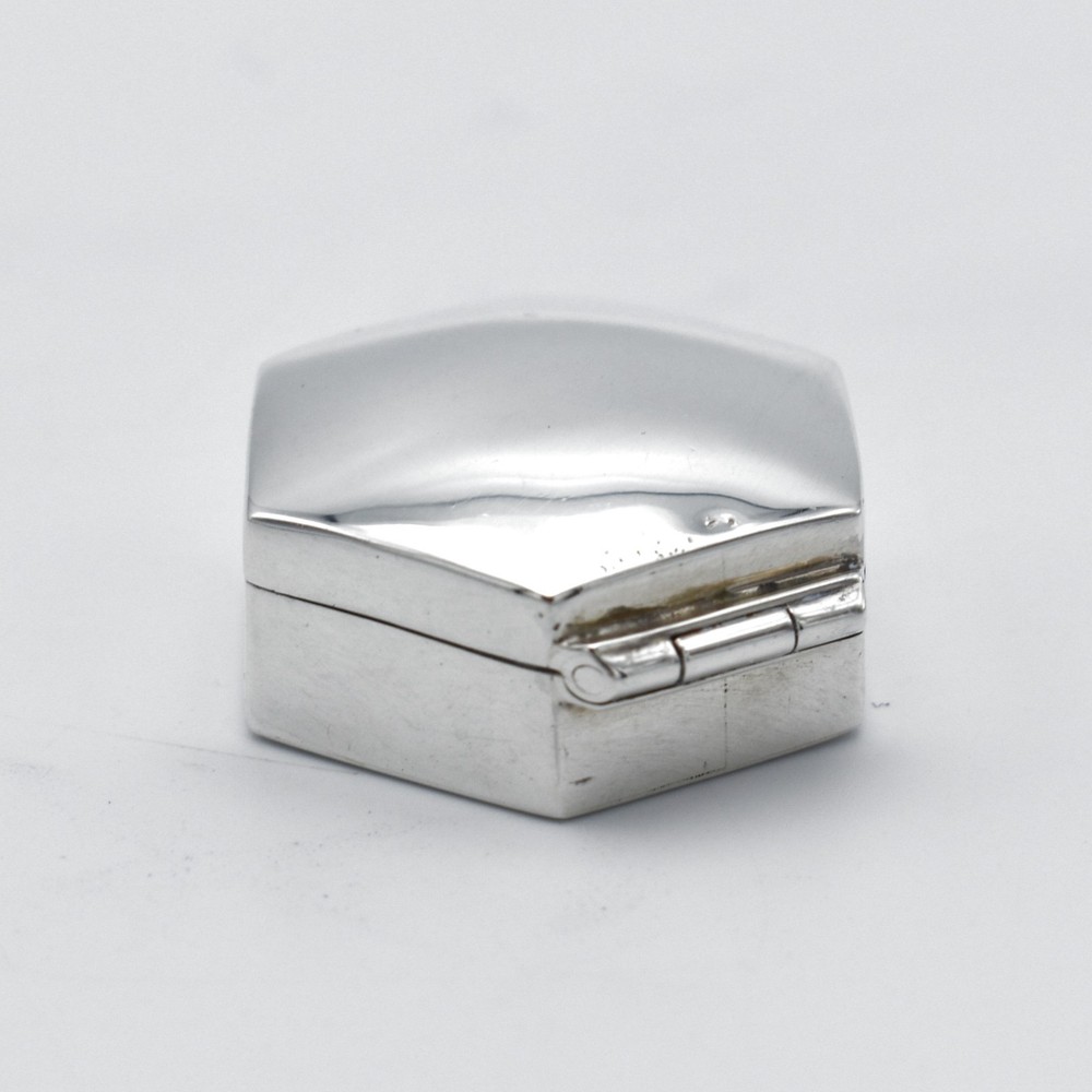 Vintage Solid Silver Hexagonal Pill Box Pot 1990