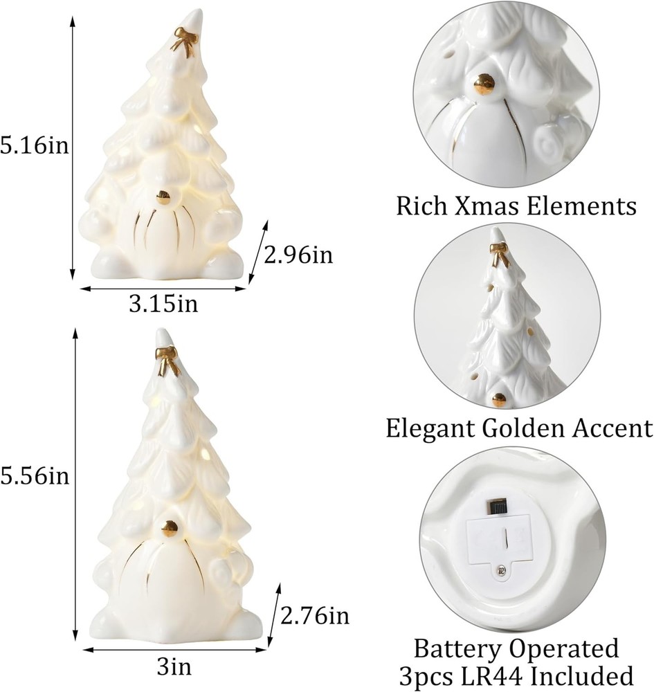 Lighted Christmas Gnome Tree, Faceless Old Man Ceramic Decor