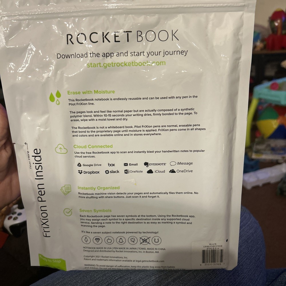 Rocketbook Core Executive Reusable Smart Notebook Lined Black With Pen