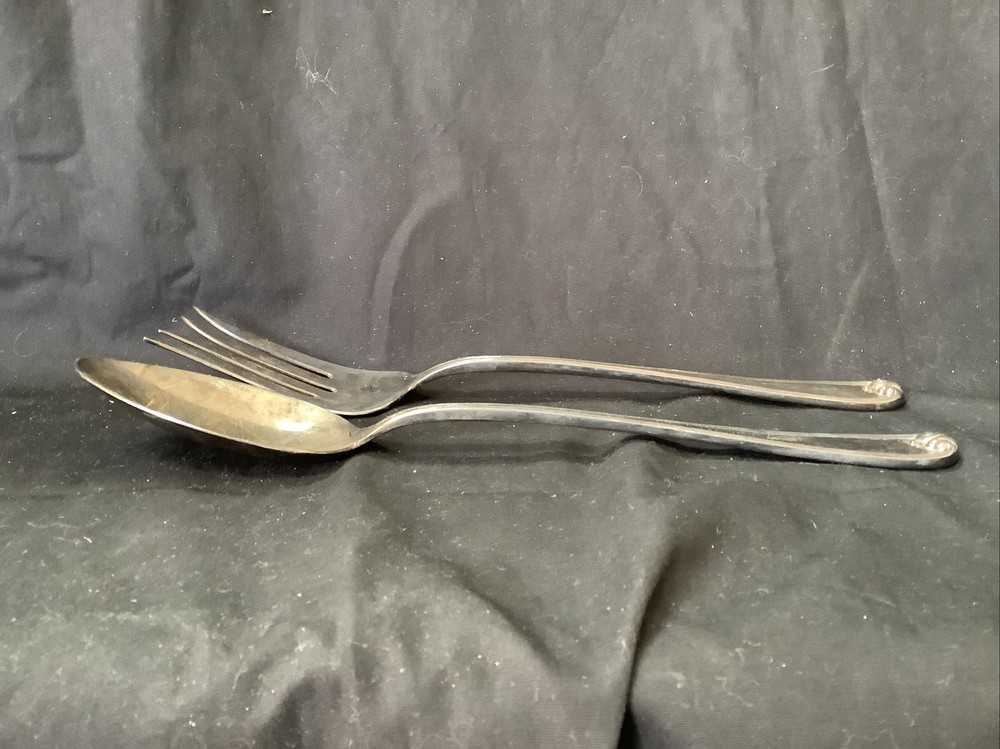 Vtg. Gorham Heritage Silver-Plated, Serving Spoon & Cold Meat Fork, Italy