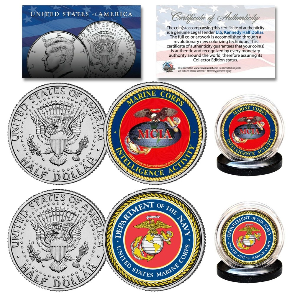 MARINES & USMC INTELLIGENCE Branch JFK Half Dollar Armed Forces 2-Coin Set