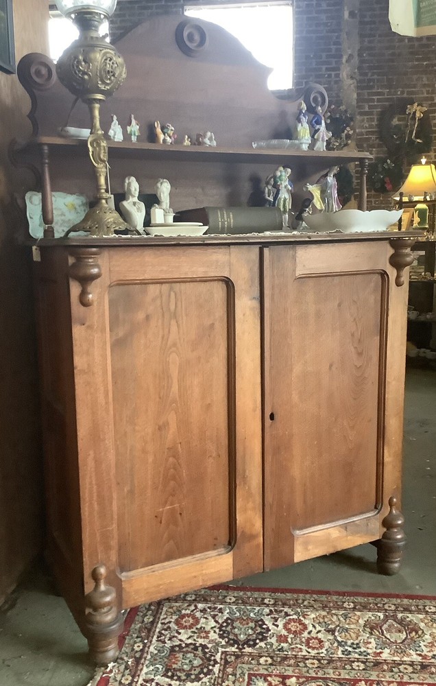 Antique Cottage VICTORIAN CARVED WALNUT Cupboard