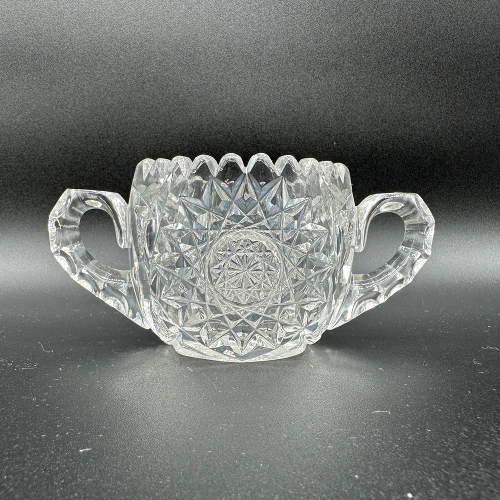 Vintage Sugar Bowl Cut Glass Star Pattern