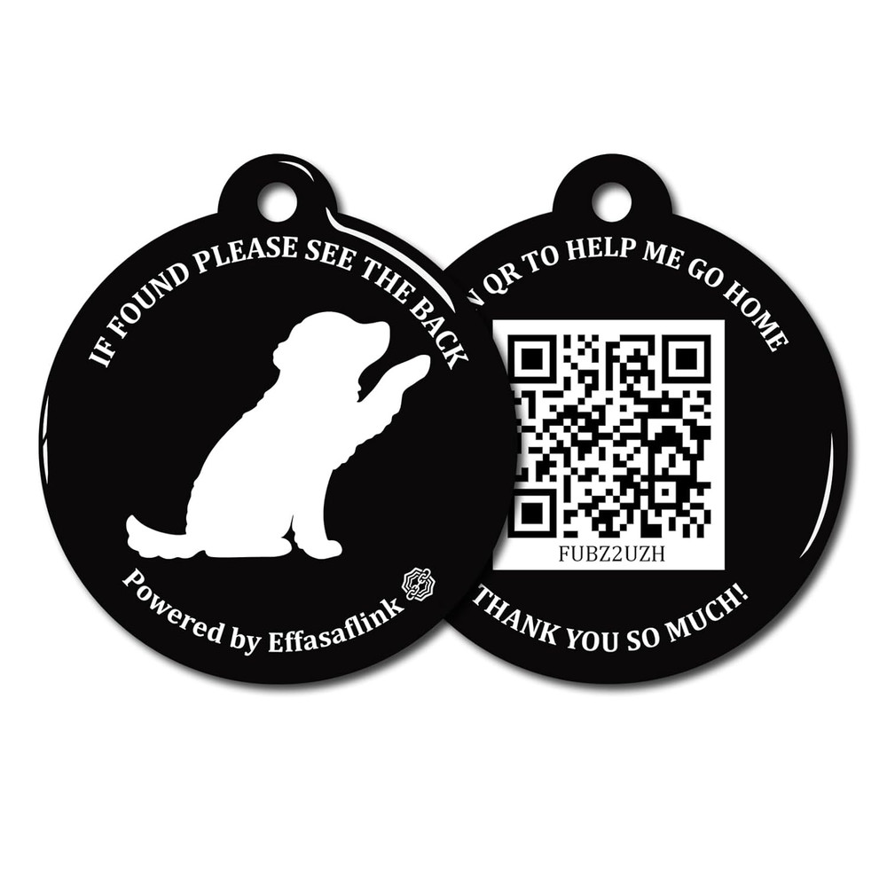 RFID 134.2Khz & QR Code Pet ID Tag, Collar Tag, Dual Function - Scan QR for Hel