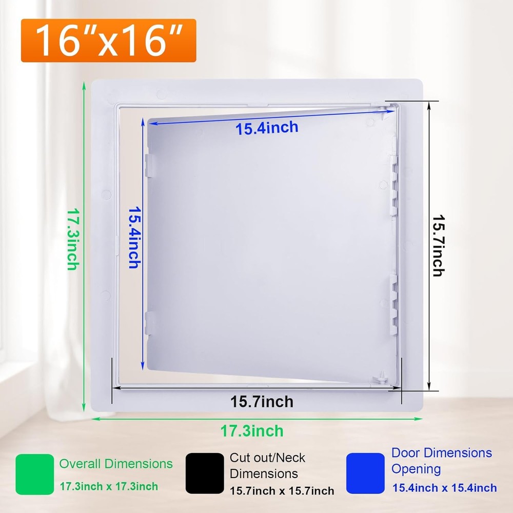Suteck 16x16" Plastic Access Panel for Drywall/Ceiling, Removable Hinged Door