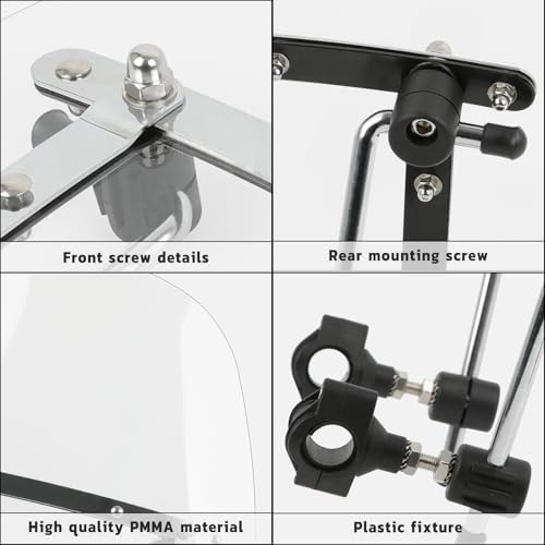 Wave Windshield Windscreen,18"x16" Motorcycle Windshield,Universal Transparent