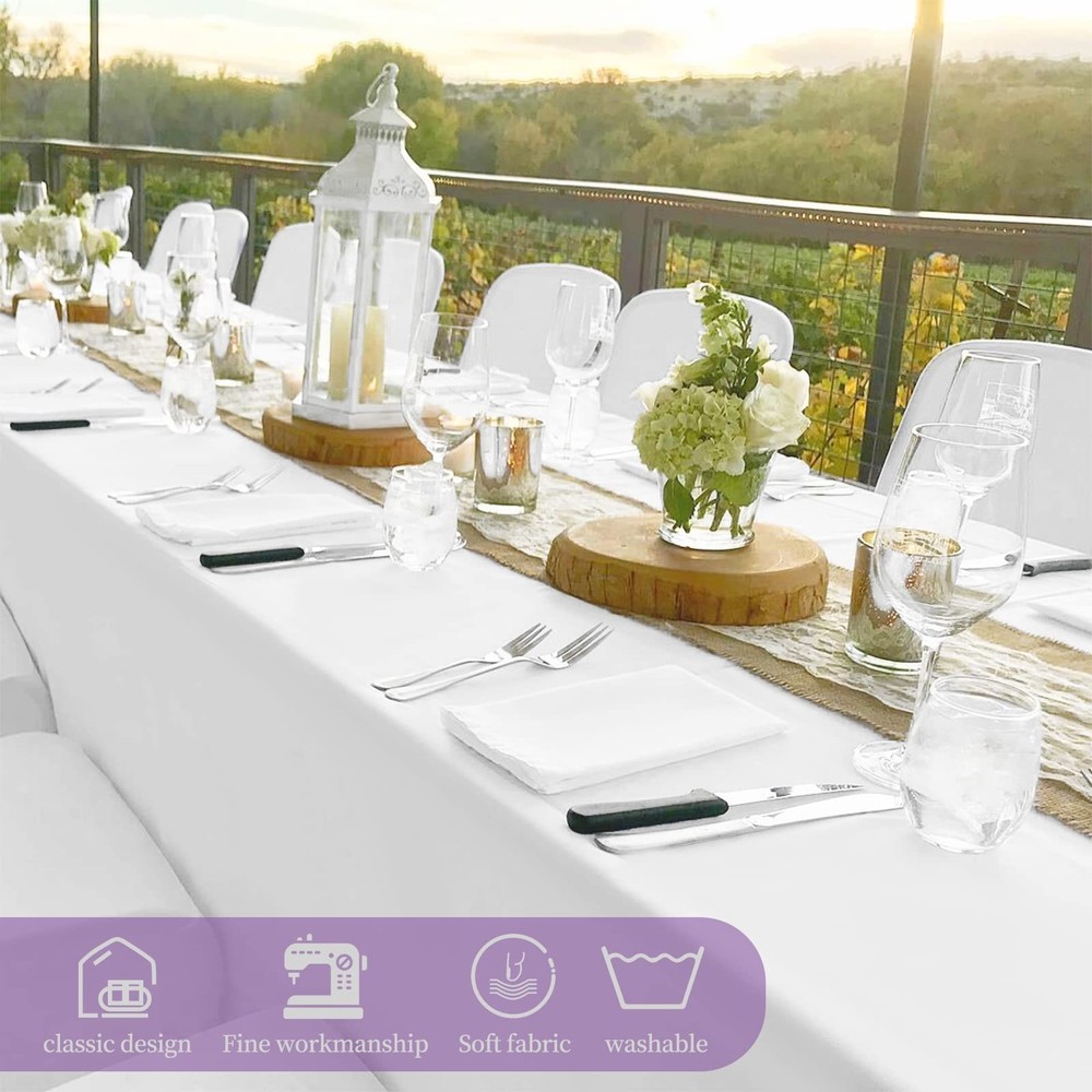 10 Packs White Polyester Tablecloth 60 x 102 inch Rectangle Table Cloth for 6