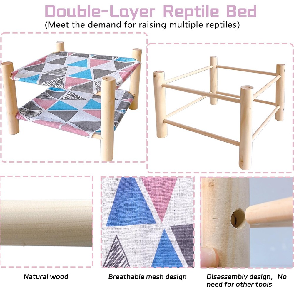 Tfwadmx Bearded Dragon Bed Double-Layer 11.8X11.8, white&pink(Double-layer)