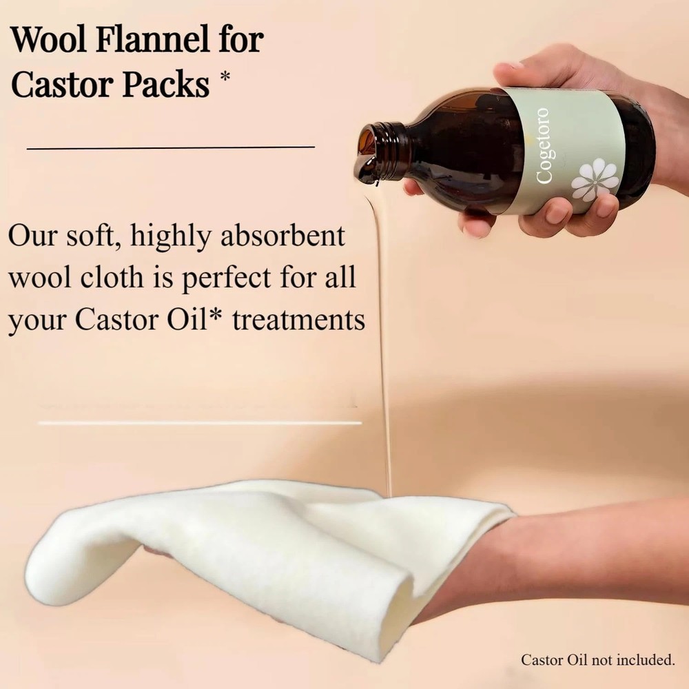 Wool Flannel for Castor Oil Pack Wrap Reusable & Highly Absorbent Compress...