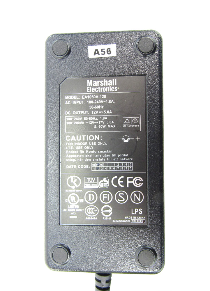 Marshall Electronics EA1050A-120 12V = 5A AC Adapter - 2-Pin for LCD Monitors