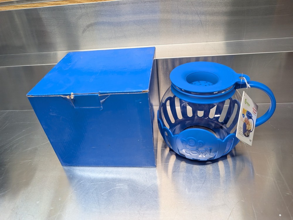 Ecolution Micro-Pop 3 Quart Microwave Popcorn Popper - Blue New NWT 3 QT