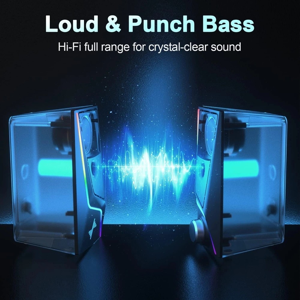 USB-Powered Hi-Fi Speakers with Touch Control & Versatile Device Compatibility