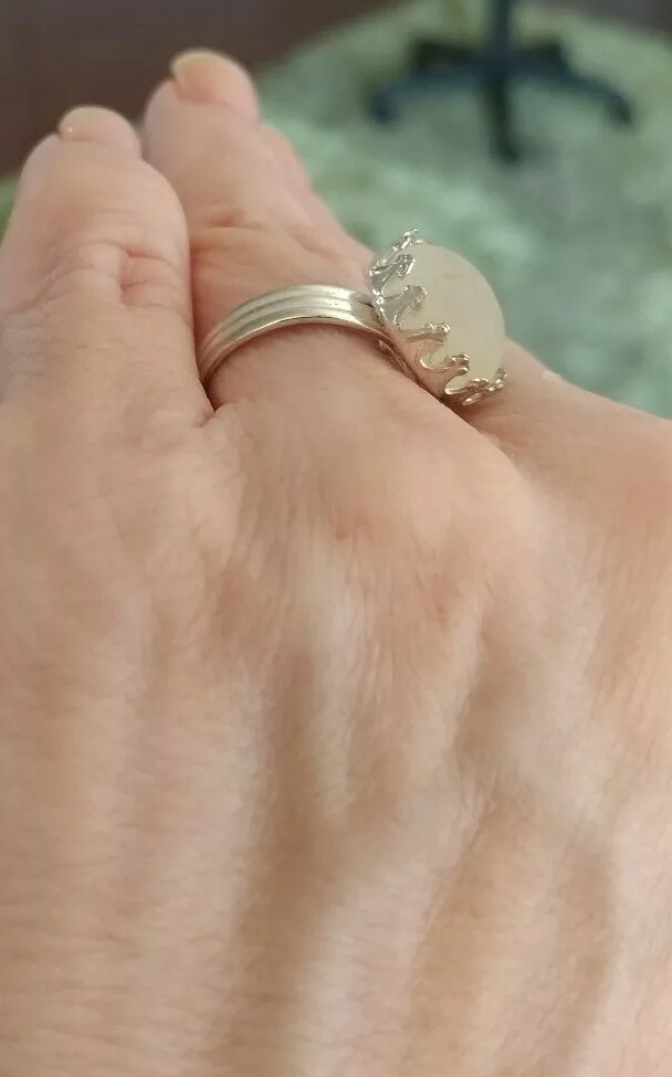 Deep Melon or White Seaglass - adjustable rings