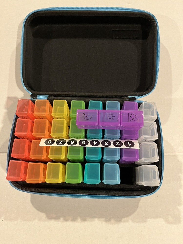 Glamgen Pill Organizer Large Multi Day Pill Tracker Nice! See Pics