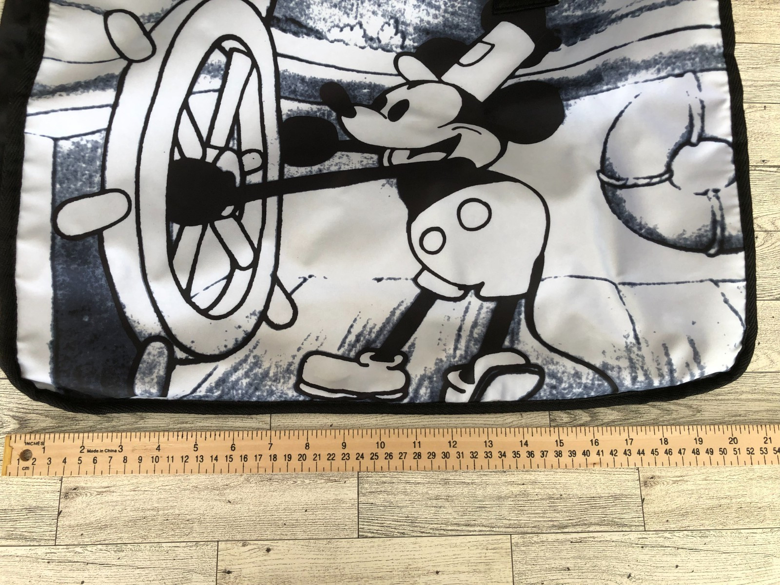 Disney Store Mickey Mouse Steamboat Willie Large Zipper Tote Bag Double Handle