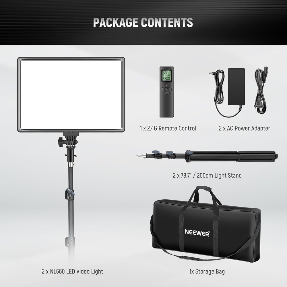 18" Led Video Light Panel Key Light Kit with Remote,45W Dimmable Bi Color，2-Pack
