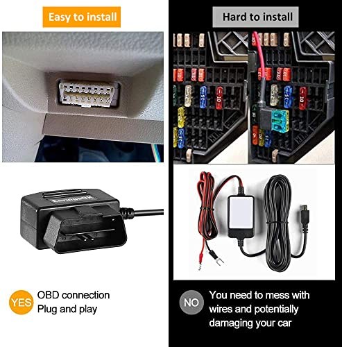 Universal OBD OBD2 Power Cable for Dash Camera 24 Hours 1 Black