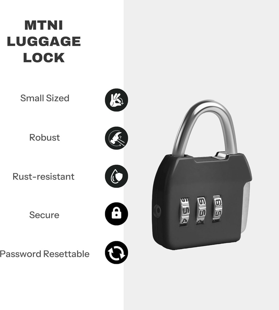Small Combination Lock, 3 Digit Combination Padlock, Travel Luggage Locks, Combo