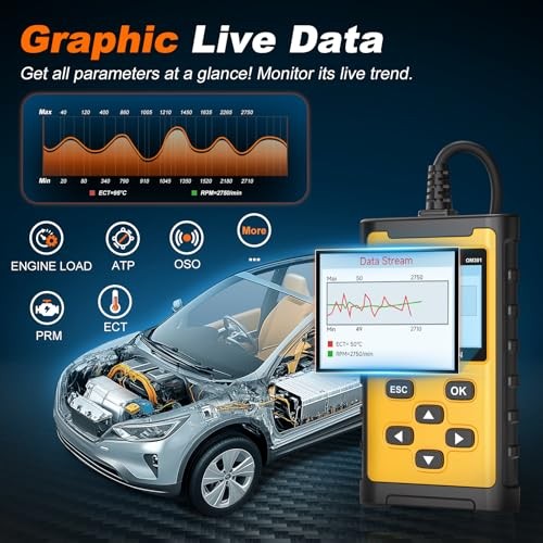 Car Scanner, Read&Clear Codes| Wireless Printing| Battery Voltage Test| OM301