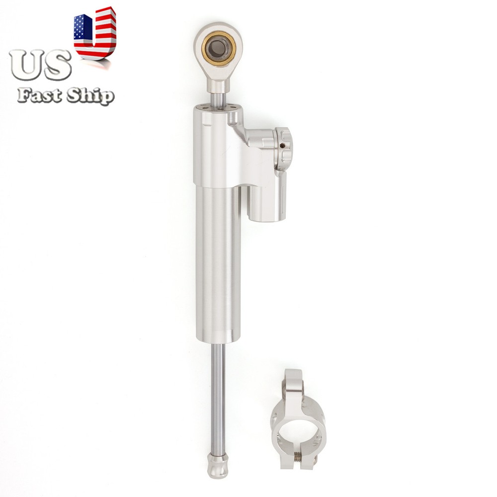 CNC 255mm Motorcycle Aluminum Steering Damper Stabilizer Linear Universal Silver