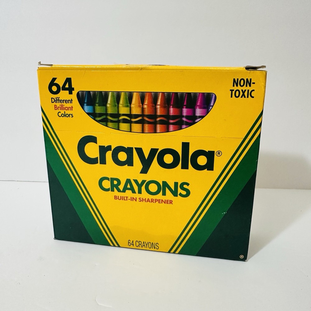 Vintage Crayola Crayons Binney Smith 64 Count With Built In Sharpener