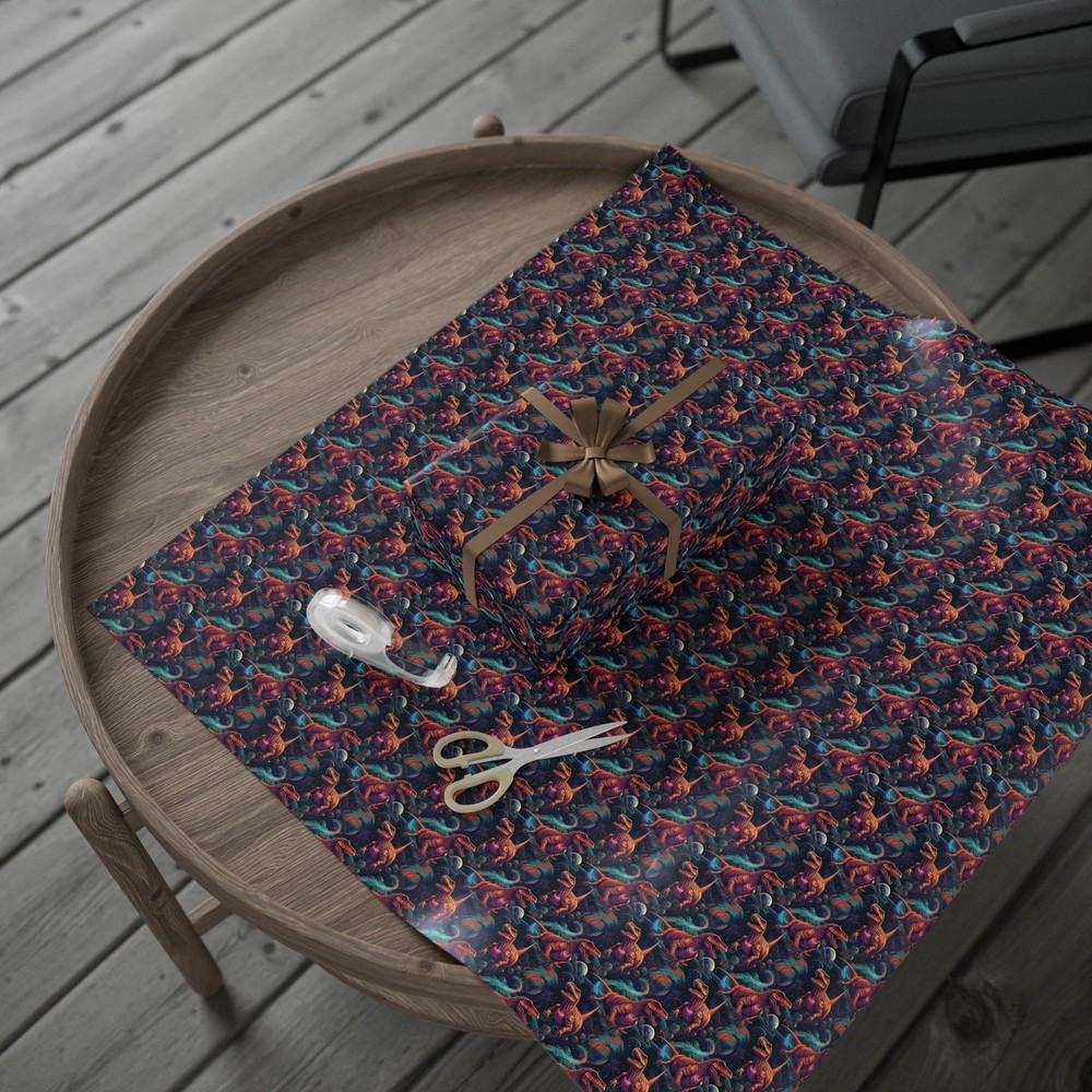 Dinosaurs in Space Wrapping Paper Fun Sci-Fi Gift Wrap