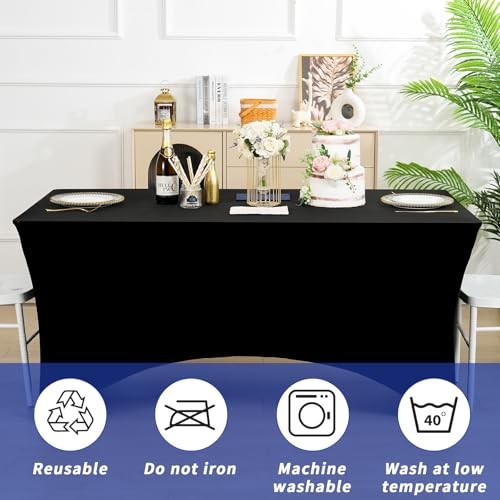 3 Pack Table Cloth for 6FT Rectangle Tables, Rectangular 6Feet-3Pack Black
