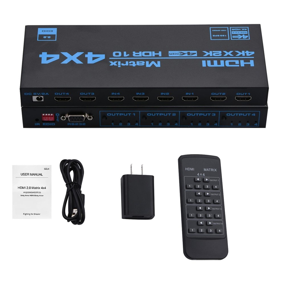 4x4 4 In 4 Out 4K x 2K HDMI 2.0b Matrix Video Wall Controller Processor Switch
