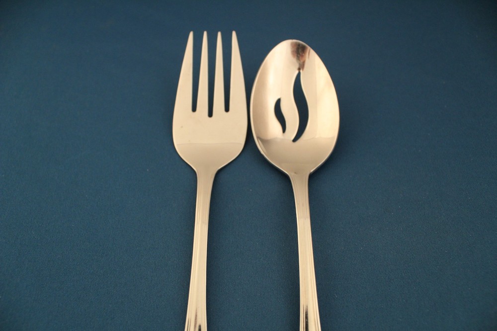 Cuisinart MANSFIELD Serving (2pc Set) Pierced Spoon / Fork 18/10 Stainless Korea