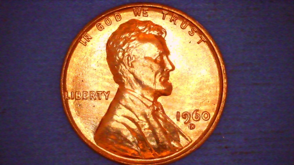 1960-D Penny Small Date Die Chip Obverse On Date