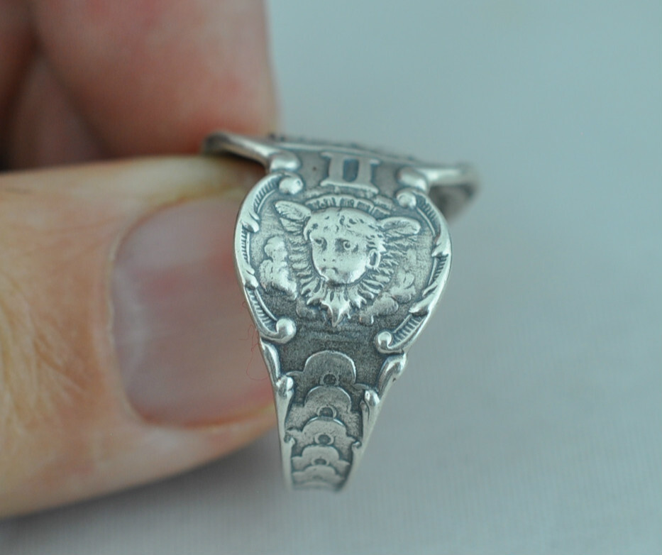 Solid 925 Sterling Silver Gemini Zodiac Angel Birthday Adjustable Spoon Ring