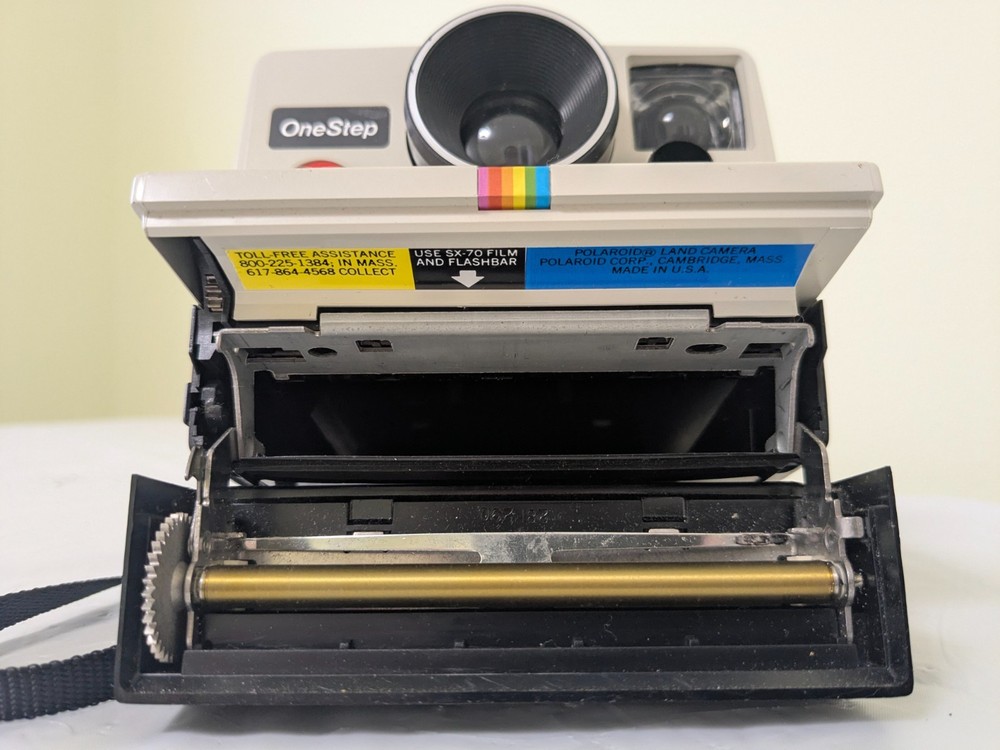 Polaroid One Step Land Camera Rainbow Stripe with Strap Vintage Original