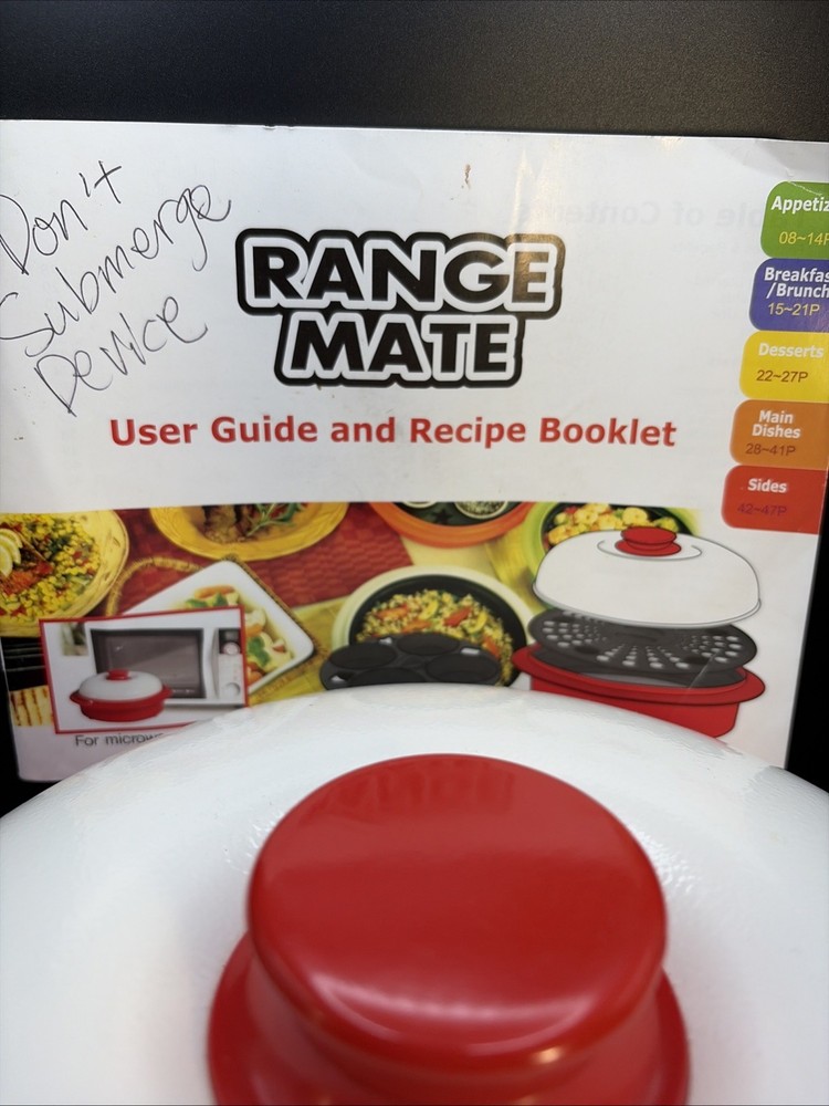 Range Mate Professional Microwave Cookware Grill Steam Red W/Guide EXCELLENT CON
