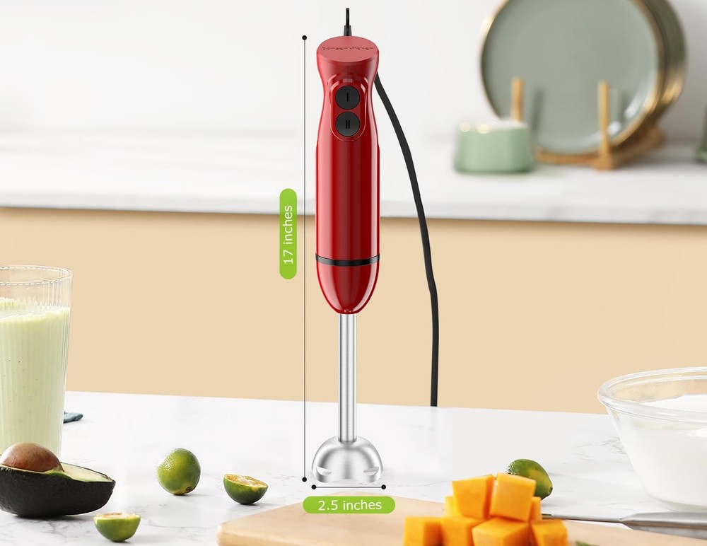 Bonsenkitchen Hand Blender, Immersion Blender with 2 Mixing Speed, Portable E...