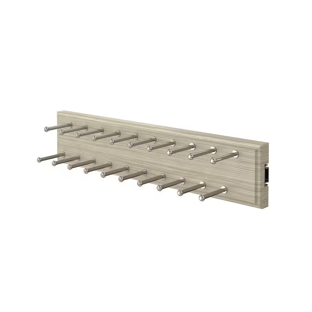 20 Hook Sliding Tie Rack Rustic Grey