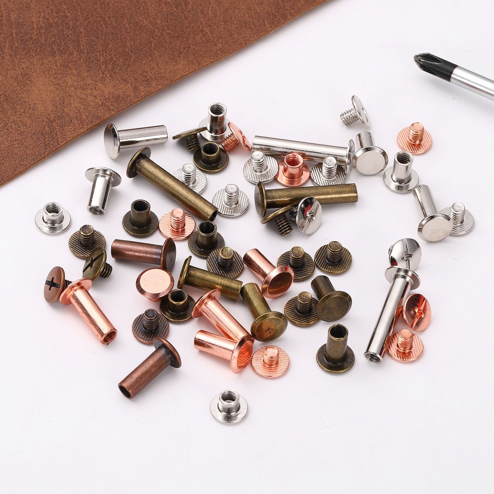25set Phillips Chicago Screw M5x6mm Binding Post Screw, Red Copper