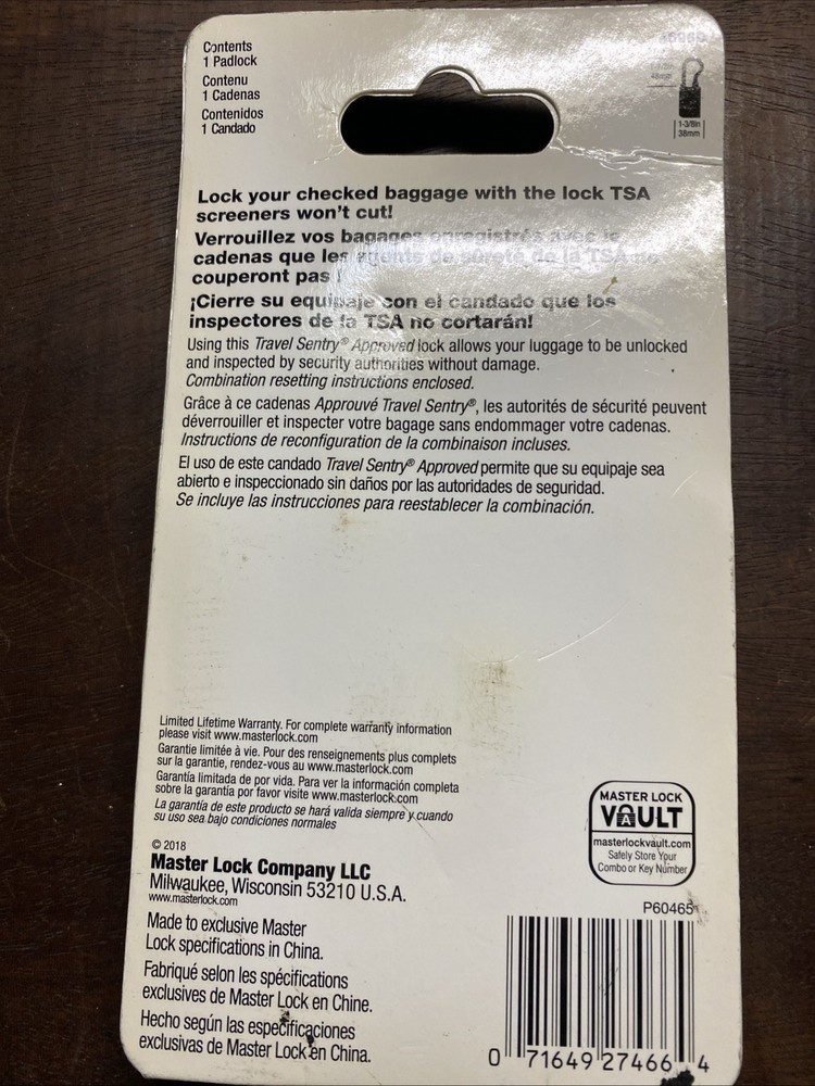 Master Lock Padlock Set & Reset Airport Accepted 4696D