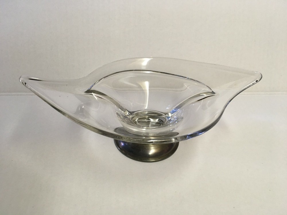 Crown Sterling Silver & Glass Divided Dish