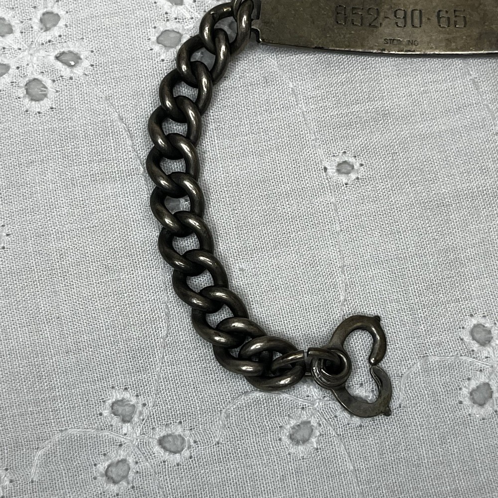 Vintage Sterling Silver WWII Navy Military ID Bracelet 27.5 grams