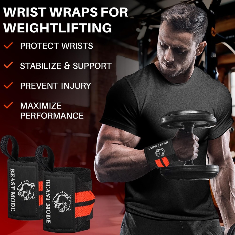 HeavyDuty Weightlifting Wrist Wraps with Thumb Loop for Powerlifting Support