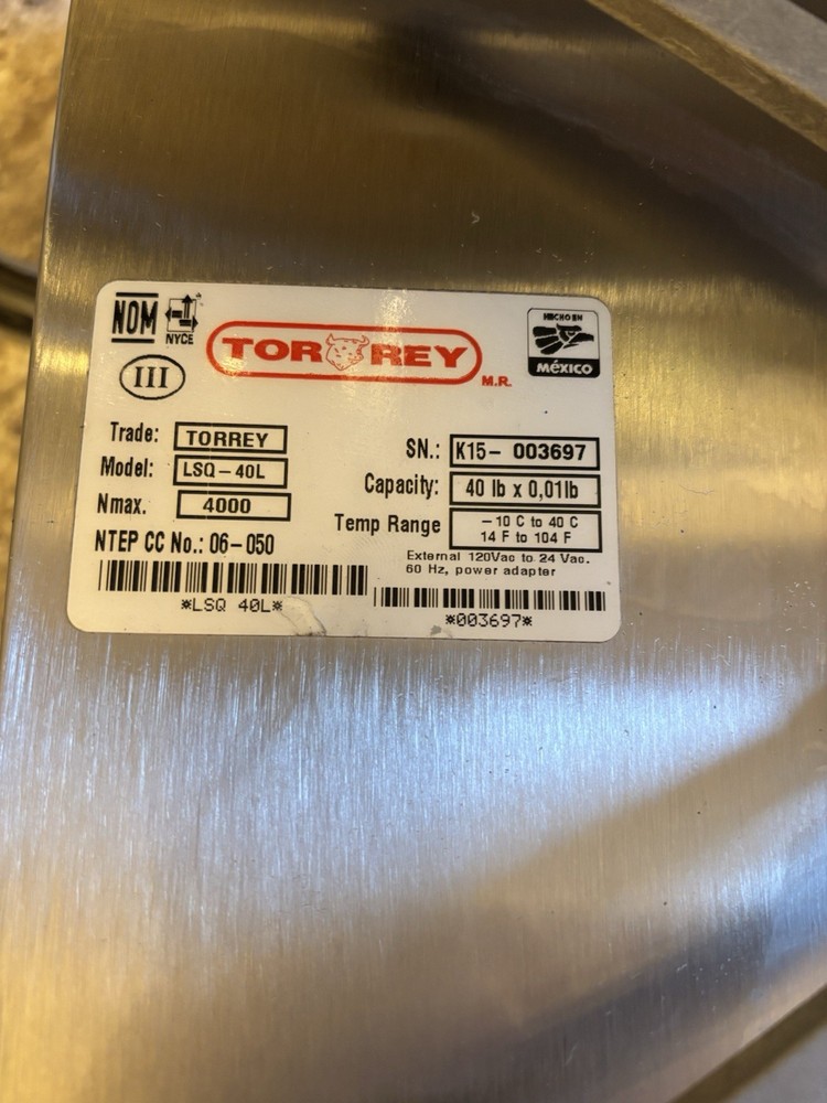 Tor-rey LSQ-40L 40 lb. Price Computing Scale Fold Down Display *AS IS UNTESTED