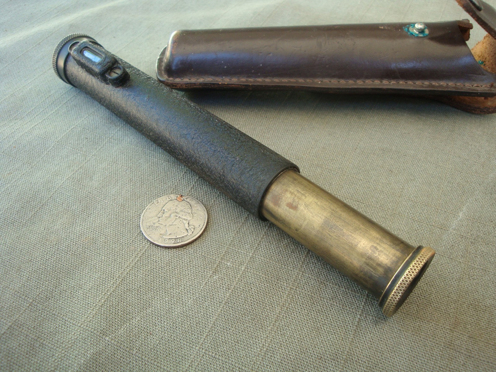 Vintage Hand Held Surveyor's Sighting Level With Leather Belt Case