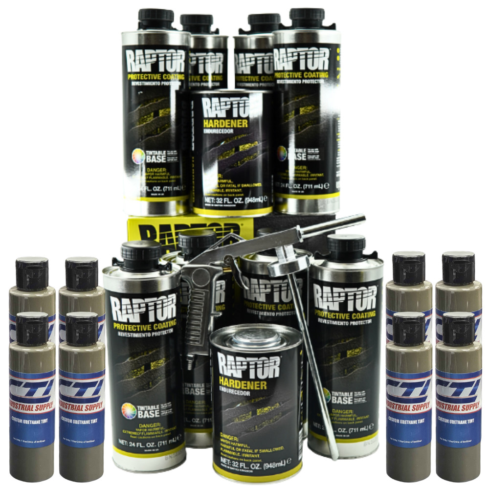 U-POL Raptor Olive Green Urethane Spray-On Truck Bed Liner W/Free Spray Gun 8L