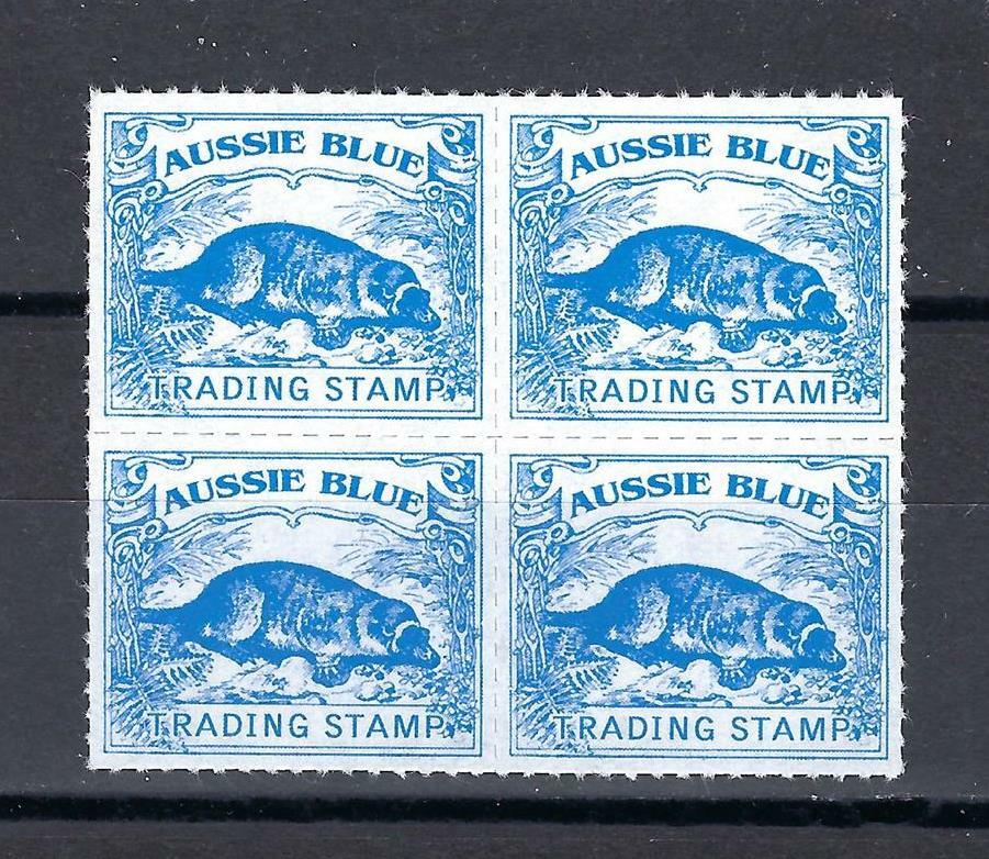 Australia Aussie blue Platypus trading stamp Cinderella block 4 MNH