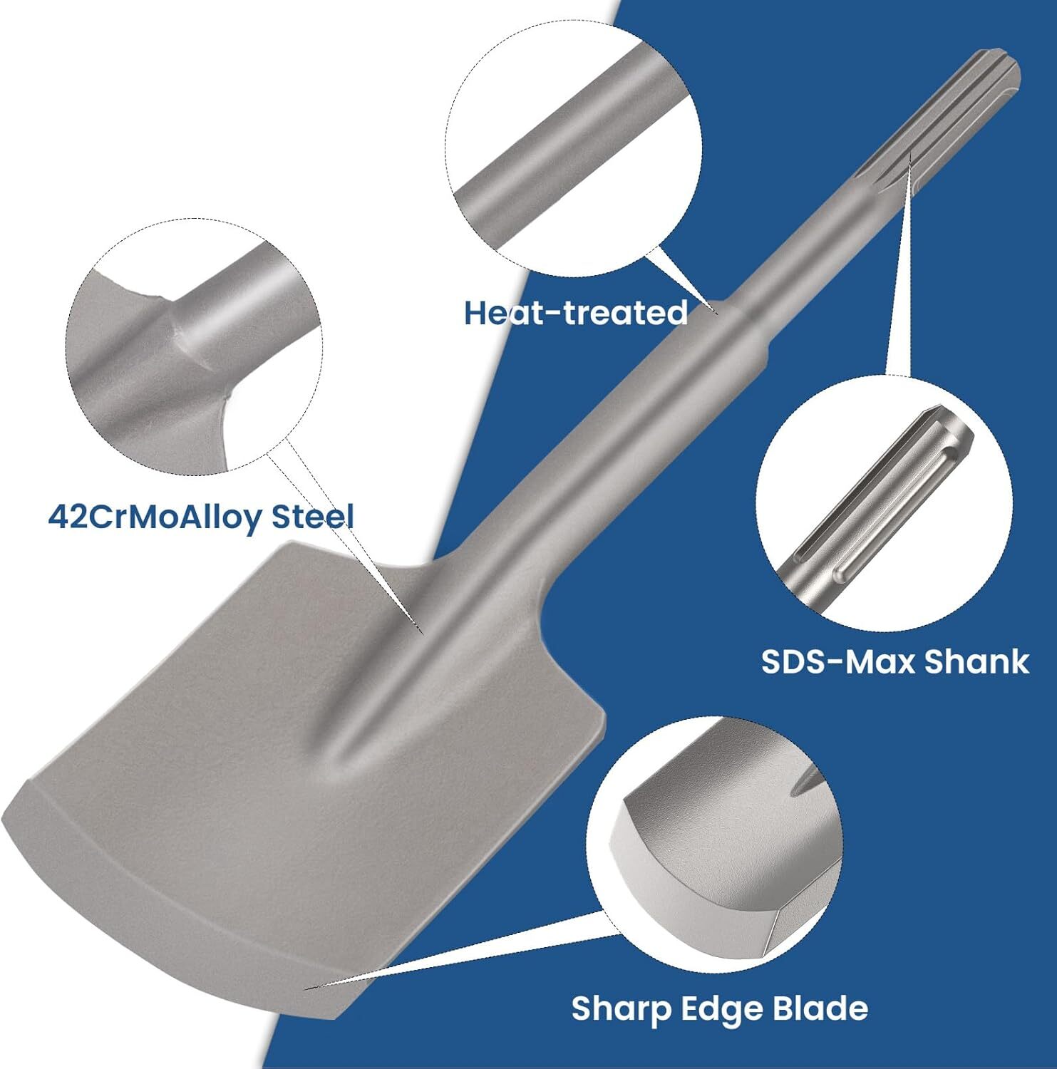 SDS MAX Clay Spade Scoop Square Flat Shovel Chisel Bit for Jack Hammer Drill