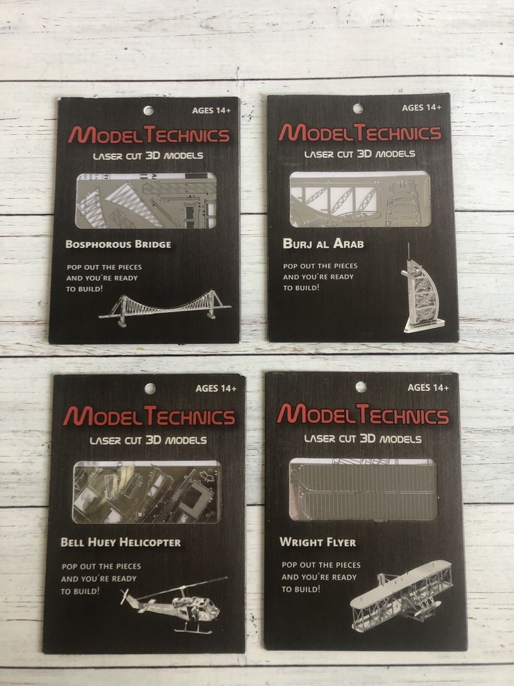 Model Technics Laser Cut 3D Models, 4 Pack. New. Sealed.