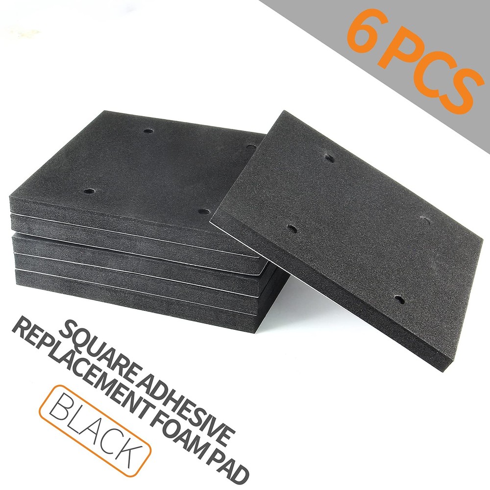 6 Pack Black Foam Sander Pad Replacement Self Adhesive Sponge Pads