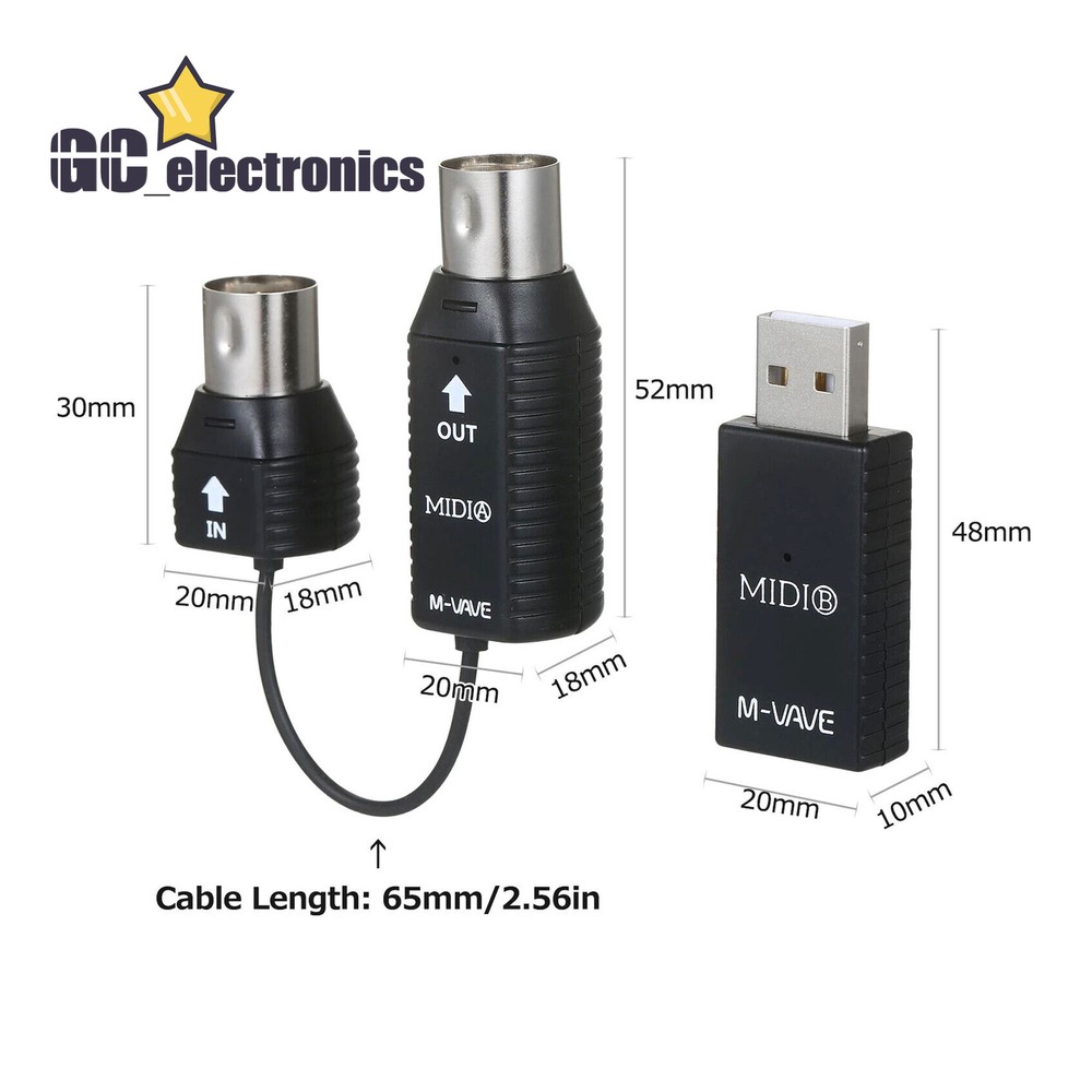 M-VAVE Mini Wireless Transmission System MIDI Bluetooth Adapter USB Plug Play